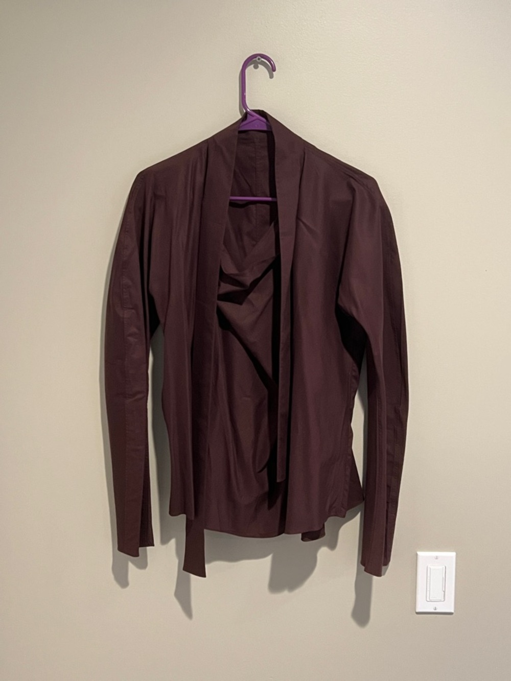 Lemaire Style Neck Tie Blouse in Deep Plum
